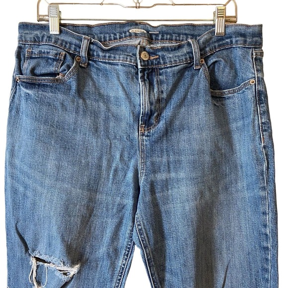 Old Navy‎ Women’s Size 14 Boyfriend Jeans Raw Hem Distressed Ripped Retro - Picture 12 of 15